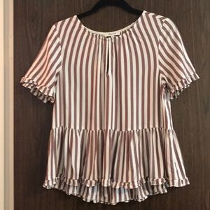 Madewell Stanza Ruffle-Hem Top in Stripe